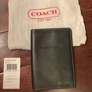 Coach Men’s Black Leather Passport Holder